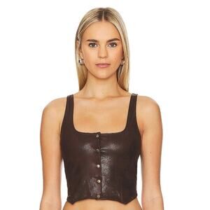Frankies Bikinis x REVOLVE Mirage Leather Vest in Cocoa